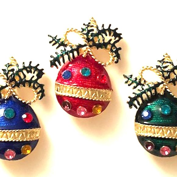CHRISTMAS TREE ORNAMENTS, CHOOSE BLUE, RED, OR GRE - Picture 1 of 9